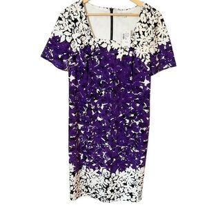 Cleo Petites Floral Shift Dress Black White Purple
Womens 12P